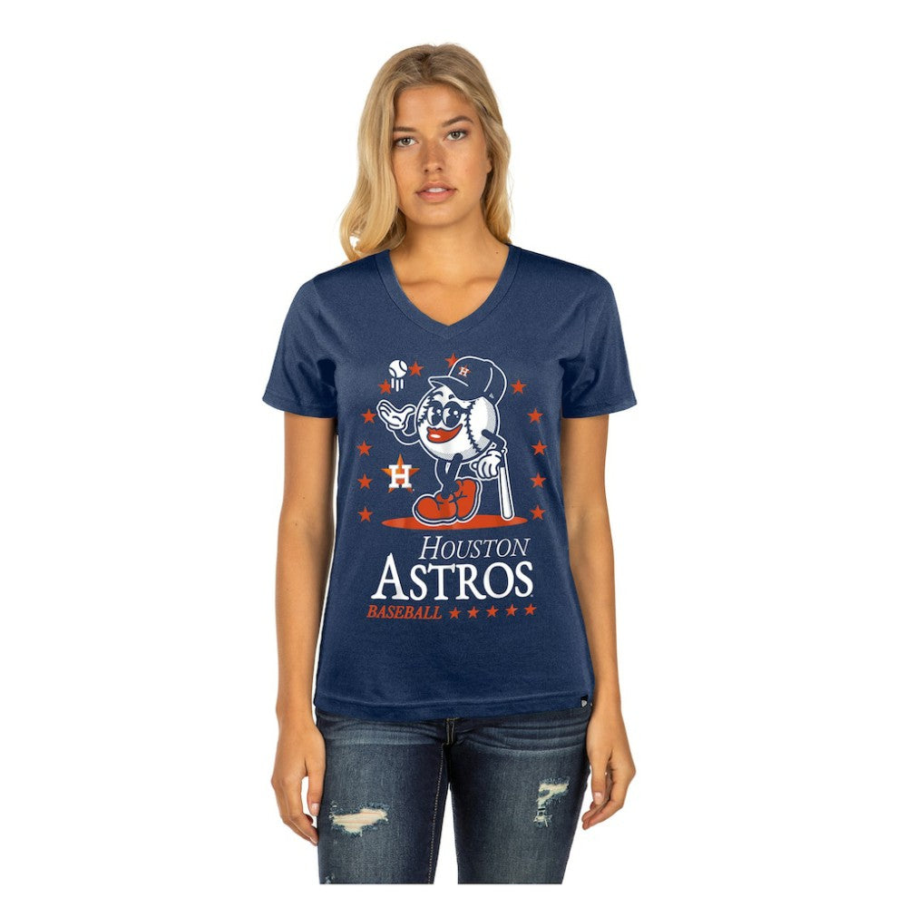 Navy Houston Astros New Era Women's Little Miss 2 V-Neck T-Shirt
