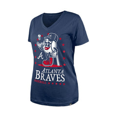Navy Atlanta Braves New Era Women's Little Miss 2 V-Neck T-Shirt