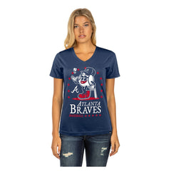 Navy Atlanta Braves New Era Women's Little Miss 2 V-Neck T-Shirt