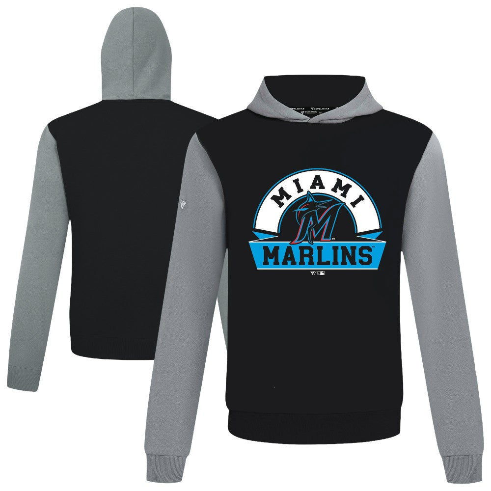 Black Miami Marlins Levelwear Throwback Ultimate Banner Arch Hoodie