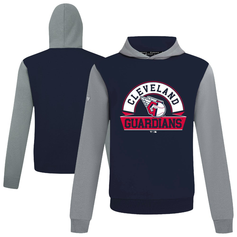 Navy Cleveland Guardians Levelwear Throwback Ultimate Banner Arch Hoodie