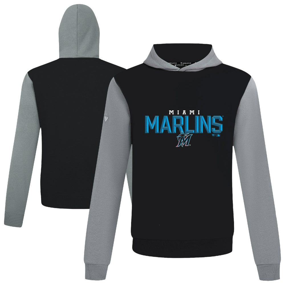 Black Miami Marlins Levelwear Throwback Carve Ultimate Hoodie