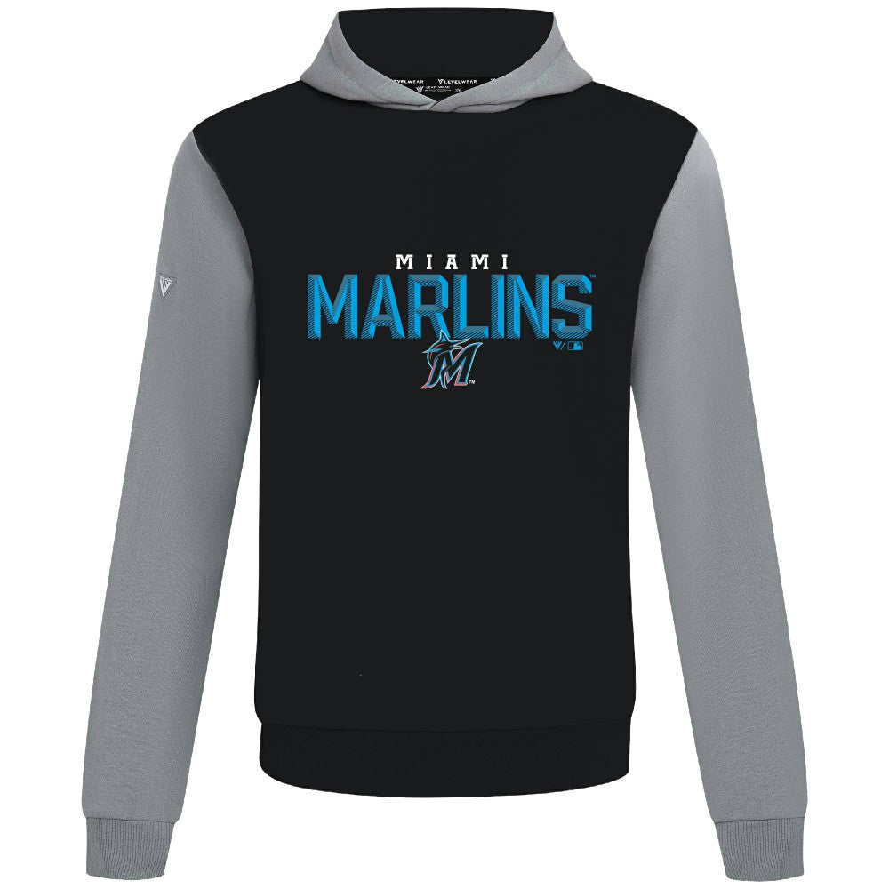 Black Miami Marlins Levelwear Throwback Carve Ultimate Hoodie