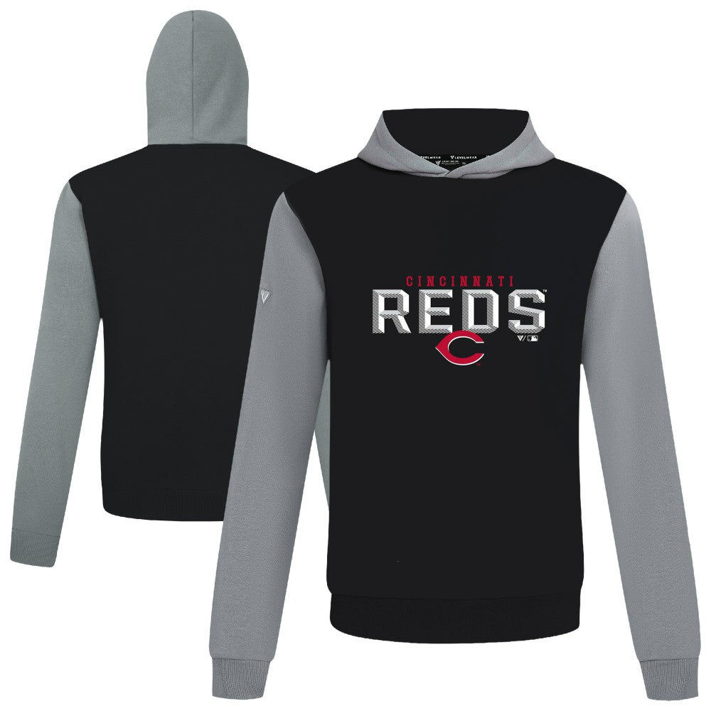 Black Cincinnati Reds Levelwear Throwback Carve Ultimate Hoodie