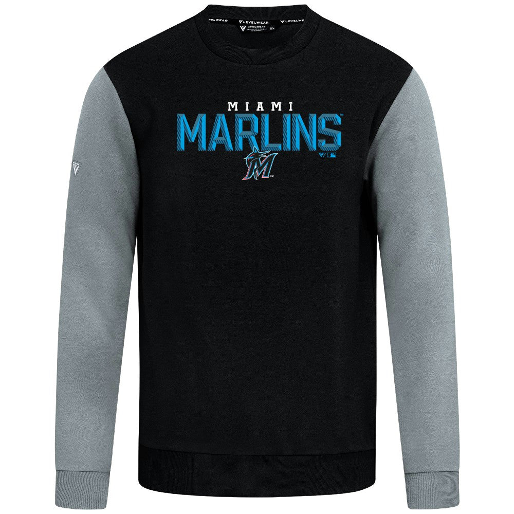Black Miami Marlins Levelwear Throwback Ultimate Carve Sweatshirt
