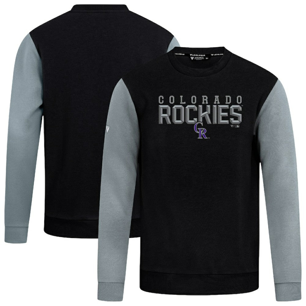 Black Colorado Rockies Levelwear Throwback Ultimate Carve Sweatshirt