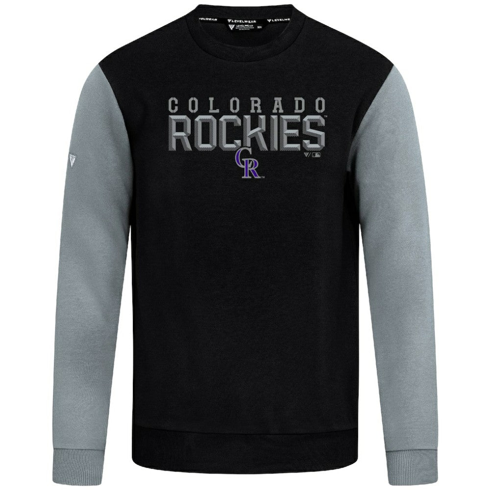 Black Colorado Rockies Levelwear Throwback Ultimate Carve Sweatshirt