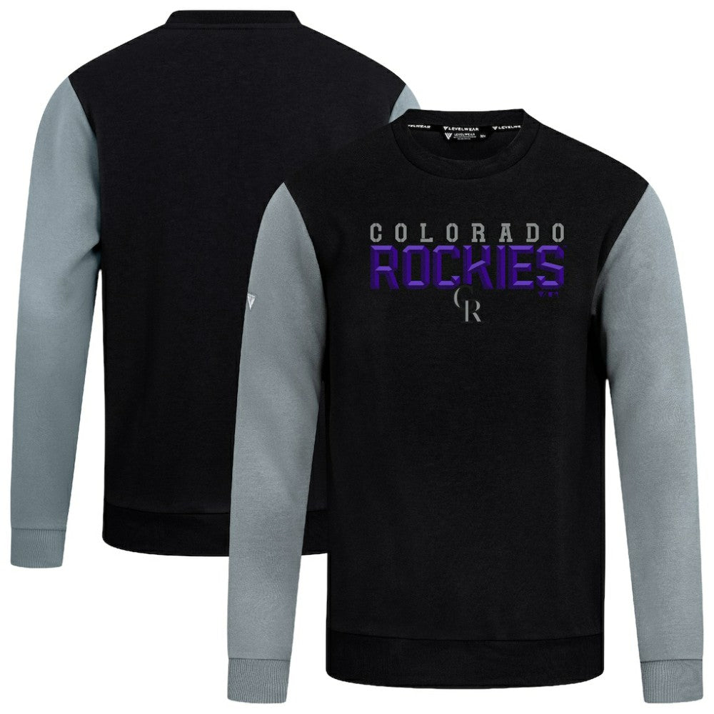 Black Colorado Rockies Levelwear Throwback Ultimate Carve Sweatshirt