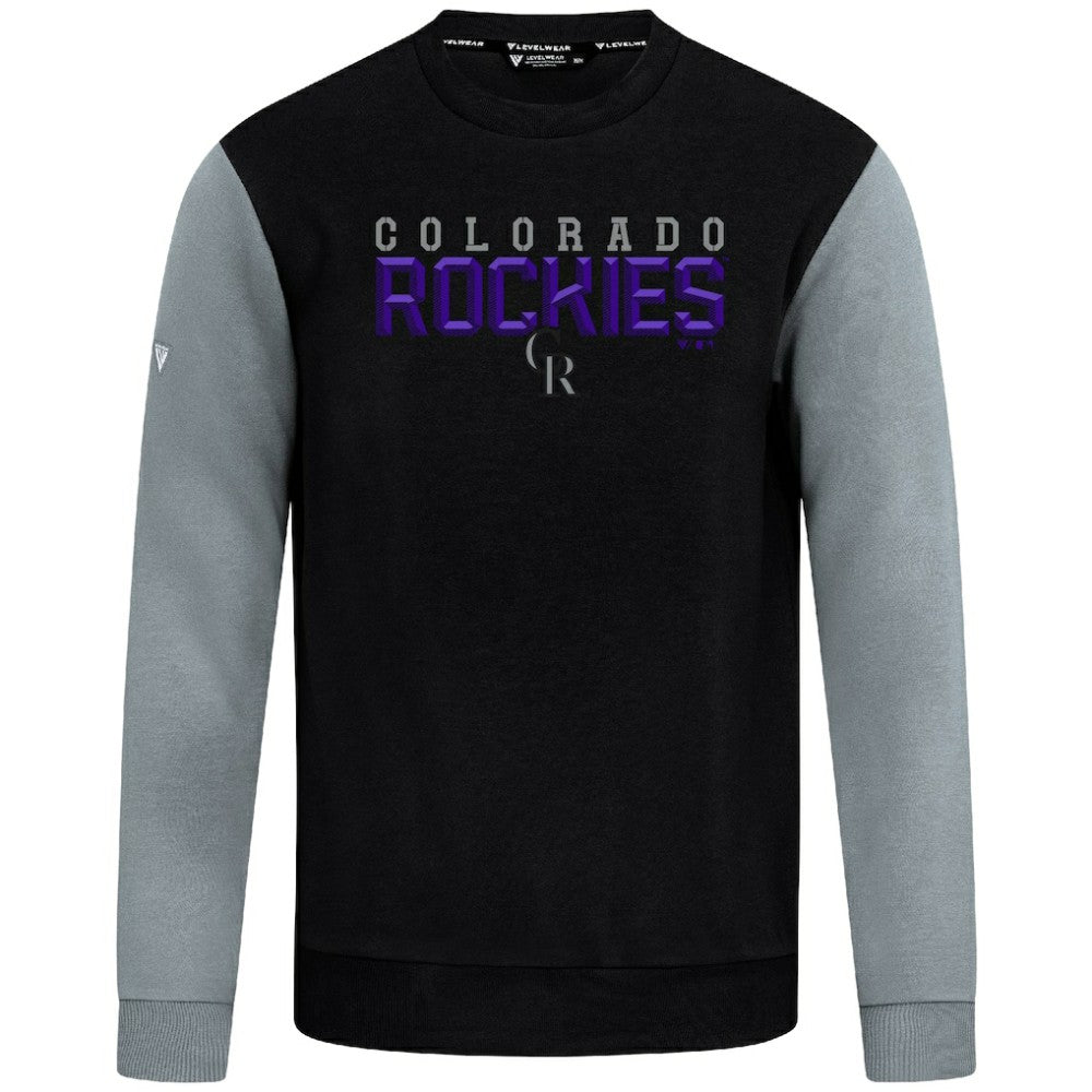 Black Colorado Rockies Levelwear Throwback Ultimate Carve Sweatshirt