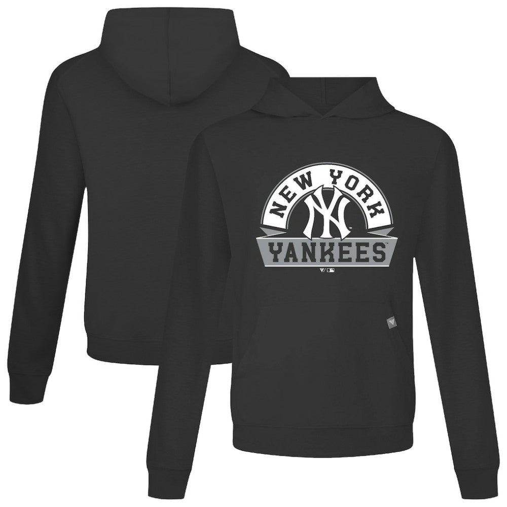 Black New York Yankees Levelwear Relay Banner Arch Pullover Hoodie