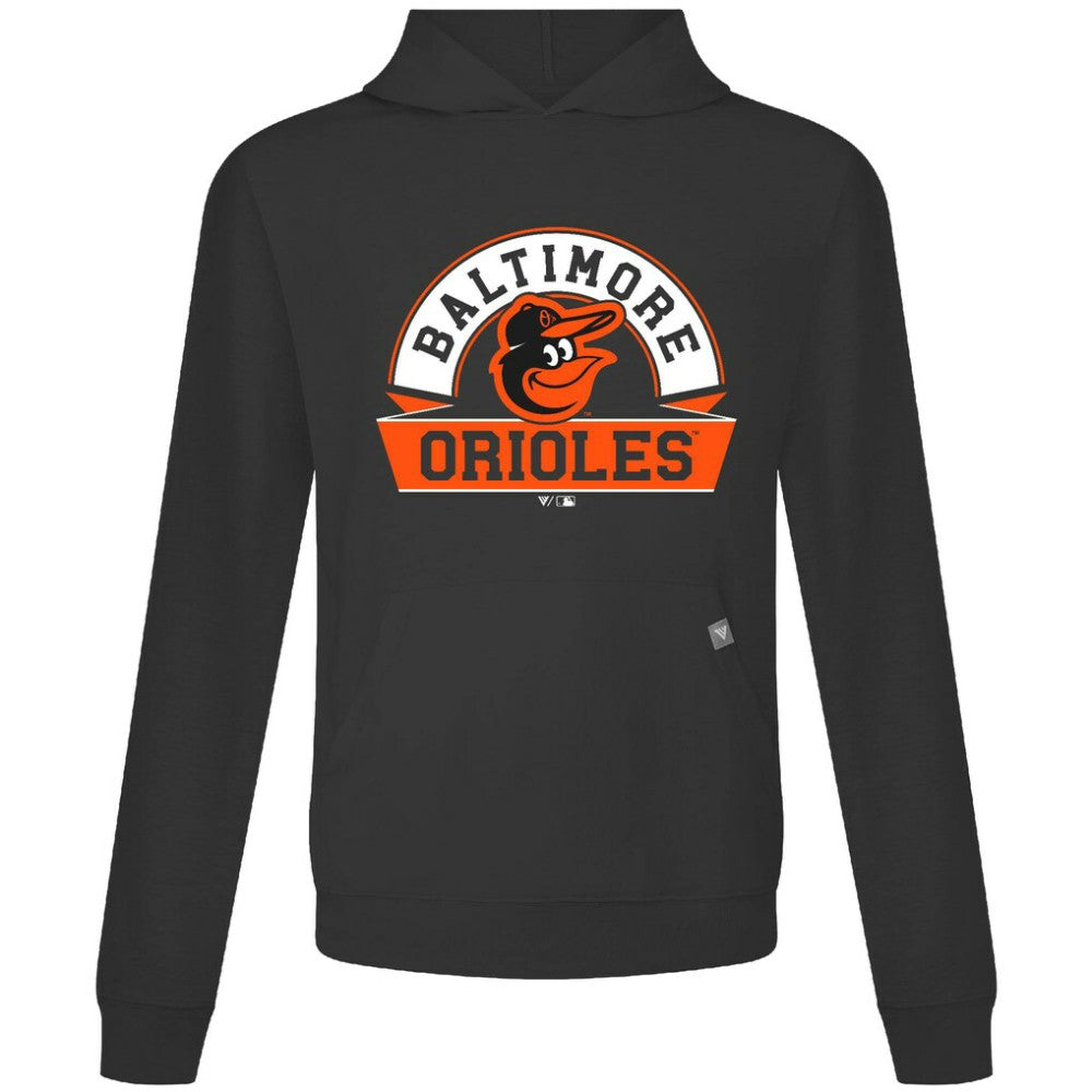 Black Baltimore Orioles Levelwear Relay Banner Arch Pullover Hoodie