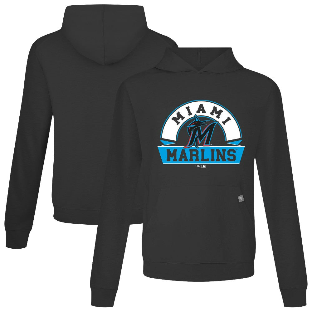 Black Miami Marlins Levelwear Relay Banner Arch Pullover Hoodie