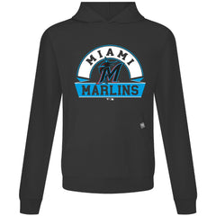 Black Miami Marlins Levelwear Relay Banner Arch Pullover Hoodie