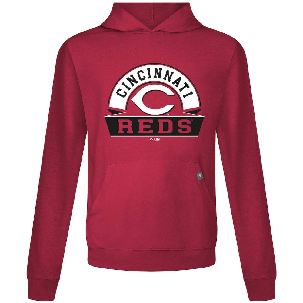 Red Cincinnati Reds Levelwear Relay Banner Arch Pullover Hoodie