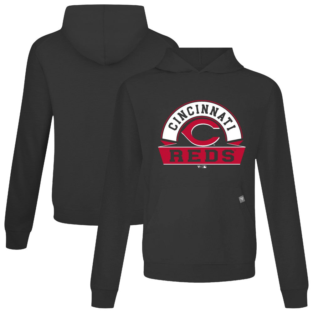Black Cincinnati Reds Levelwear Relay Banner Arch Pullover Hoodie