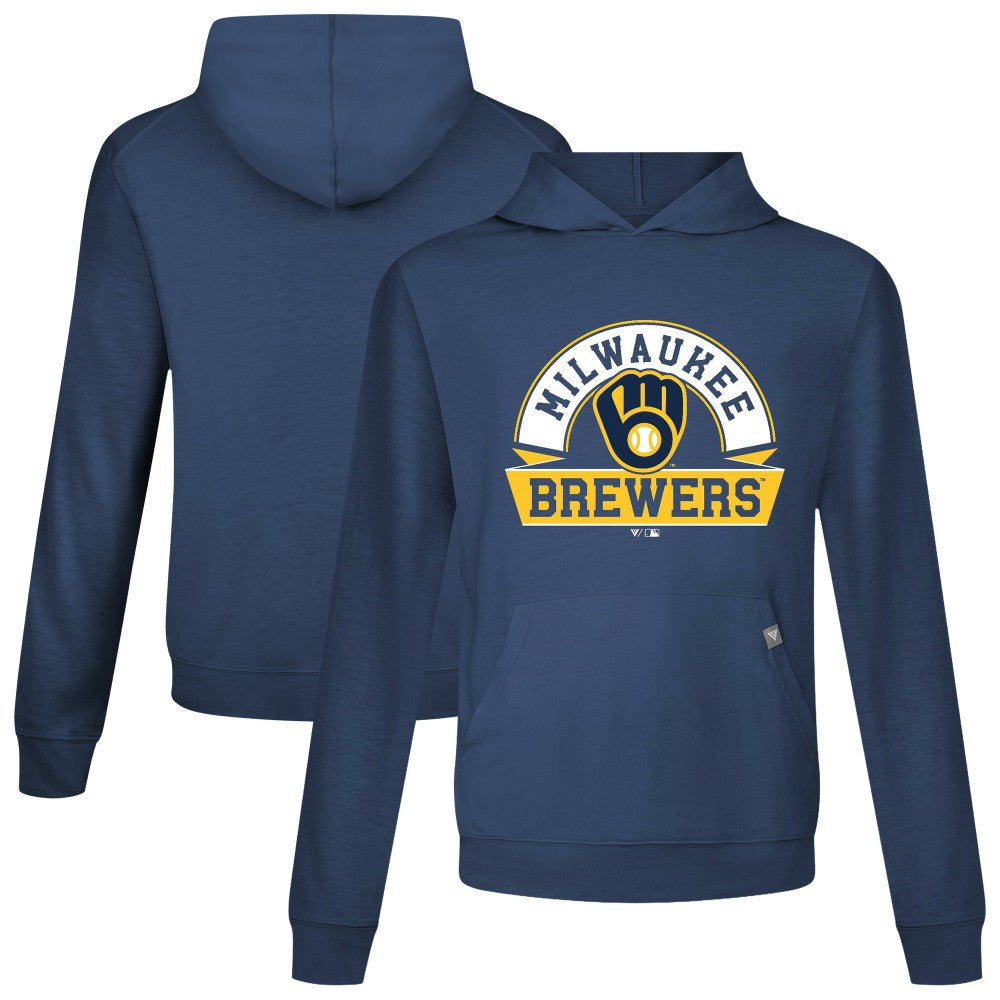 Navy Milwaukee Brewers Levelwear Relay Banner Arch Pullover Hoodie