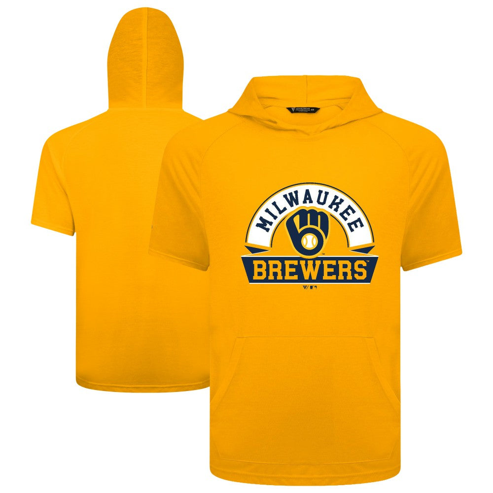 Gold Milwaukee Brewers Levelwear Phase Banner Arch Hoodie T-Shirt