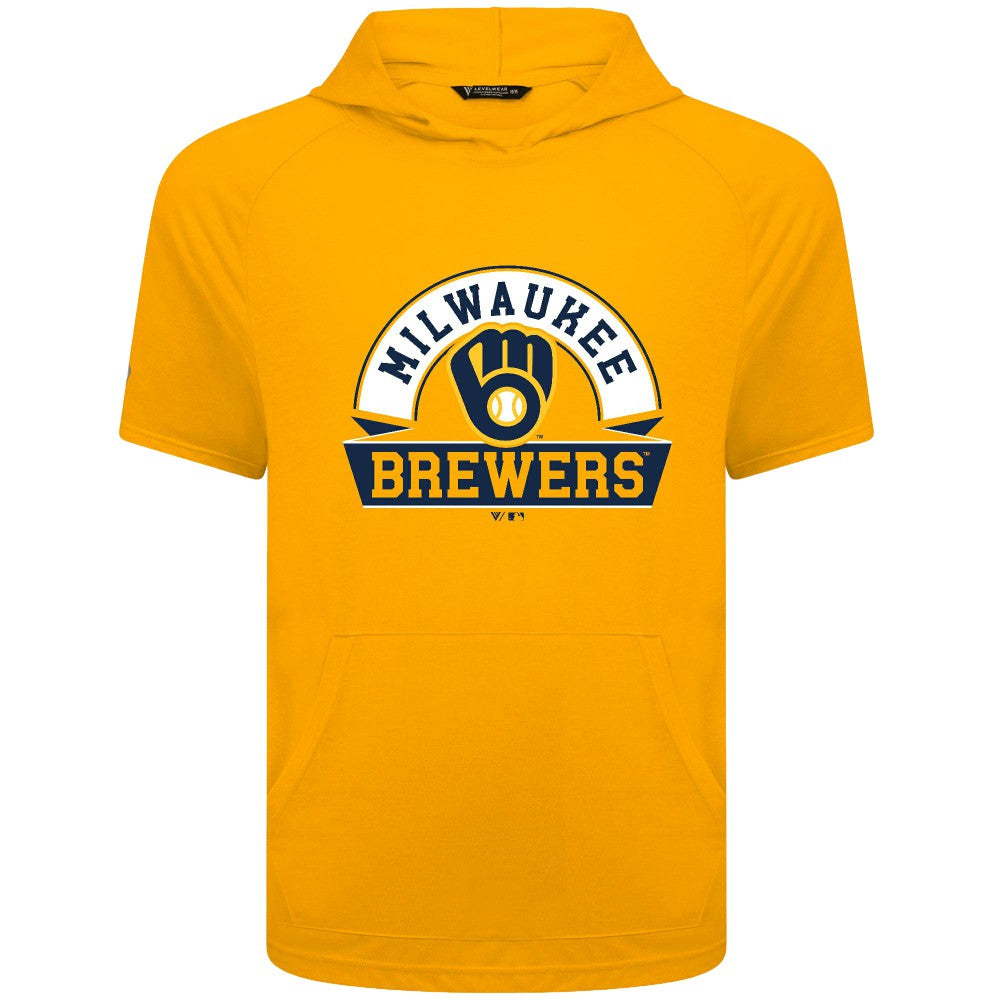 Gold Milwaukee Brewers Levelwear Phase Banner Arch Hoodie T-Shirt