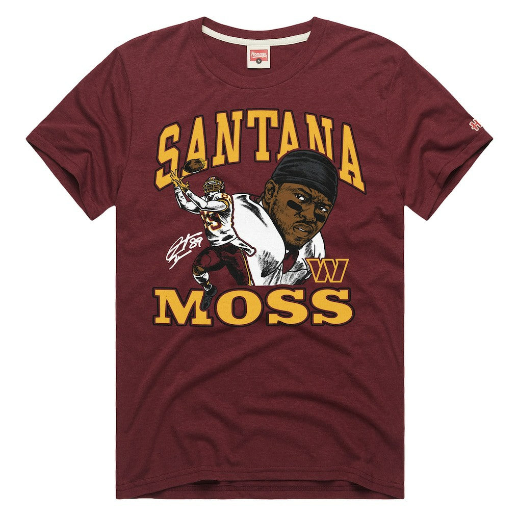 Santana Moss  Homage Unisex Retired Player Classic Caricature T-Shirt - Washington Commanders T-shirts