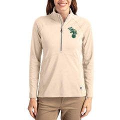 Tan Athletics Cutter & Buck Women's Cooperstown Collection Adapt Eco Knit Stretch Half-Zip Pullover