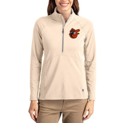 Tan Baltimore Orioles Cutter & Buck Women's Cooperstown Collection Adapt Eco Knit Stretch Half-Zip Pullover