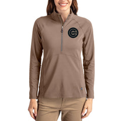 Brown Chicago Cubs Cutter & Buck Women's Adapt Eco Knit Stretch Half-Zip Pullover