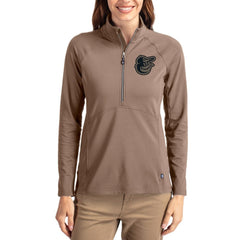 Brown Baltimore Orioles Cutter & Buck Women's Adapt Eco Knit Stretch Half-Zip Pullover