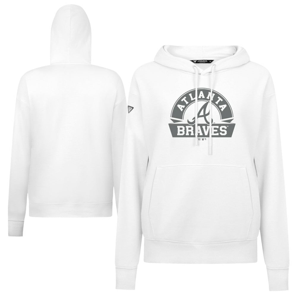 White Atlanta Braves Levelwear Women's Adorn Banner Arch Hoodie