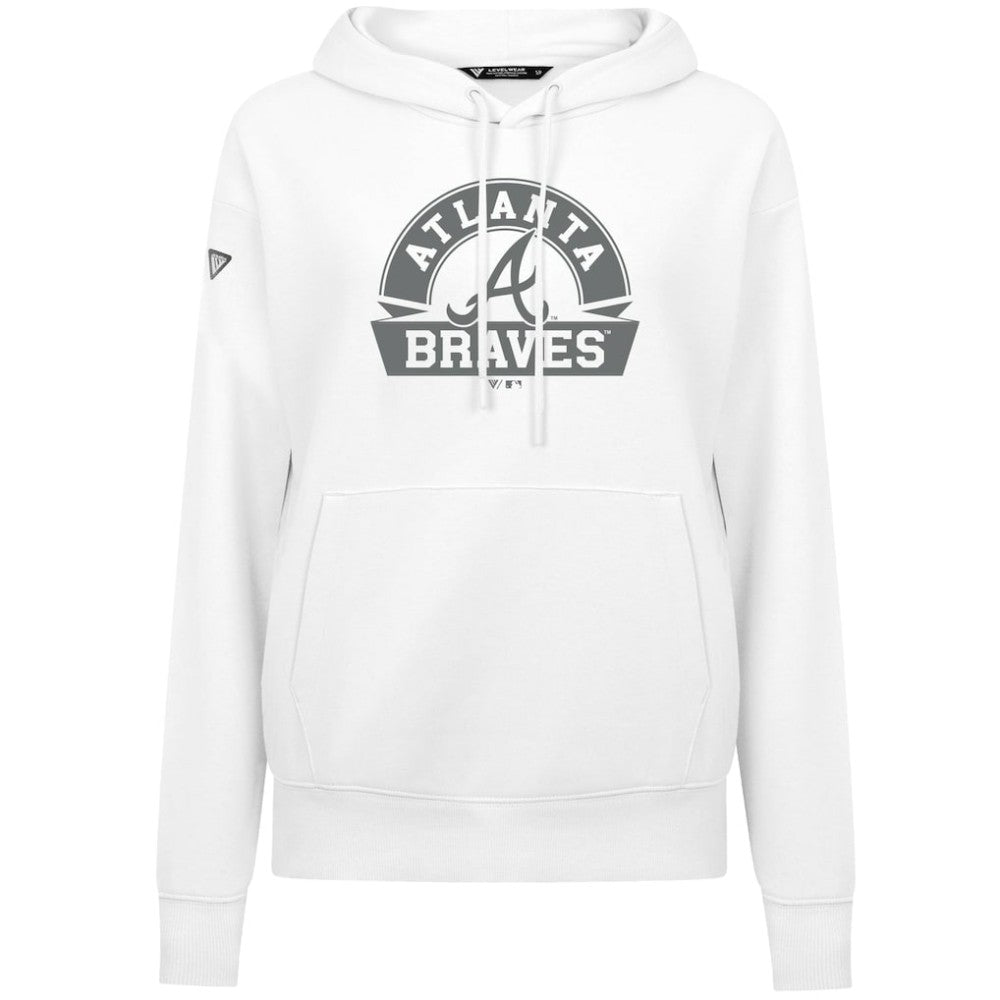 White Atlanta Braves Levelwear Women's Adorn Banner Arch Hoodie