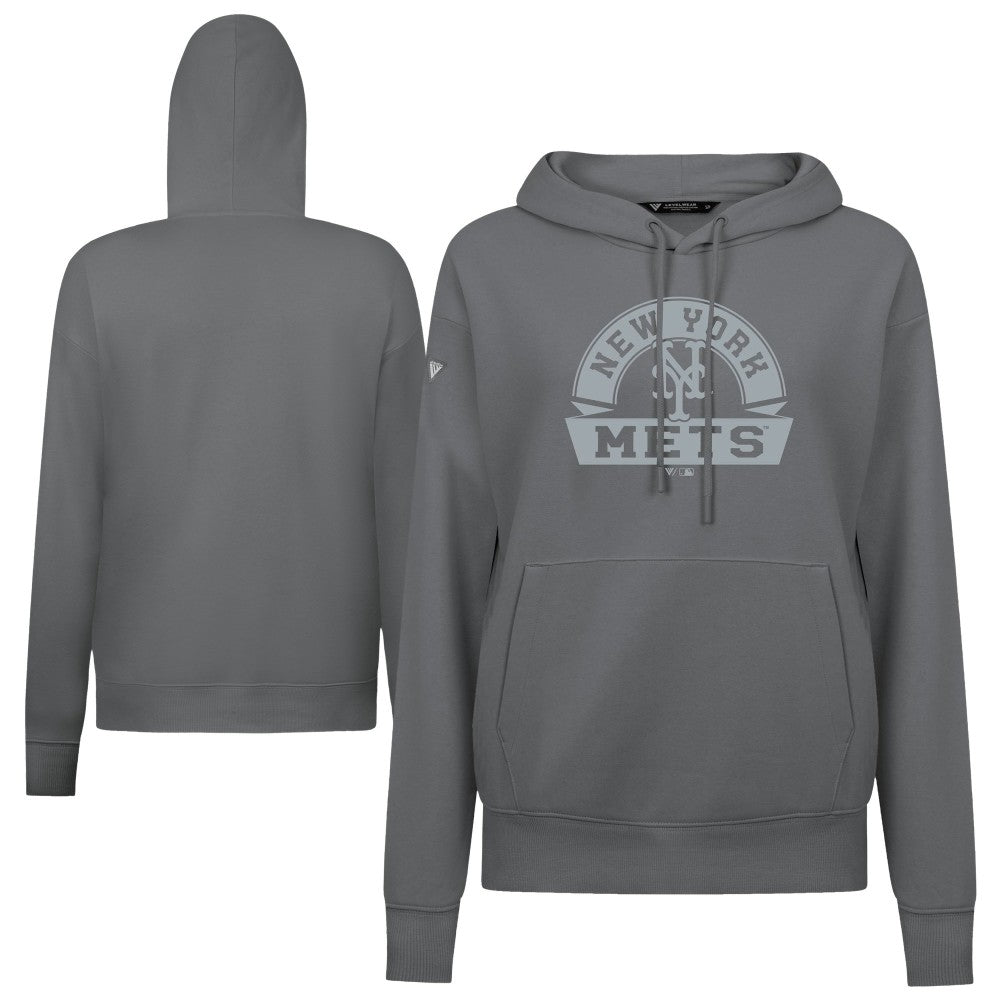 Stone New York Mets Levelwear Women's Adorn Banner Arch Hoodie
