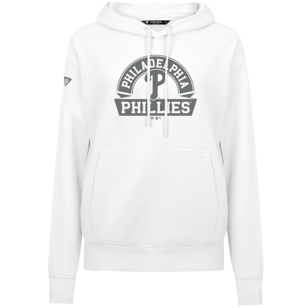 White Philadelphia Phillies Levelwear Women's Adorn Banner Arch Hoodie
