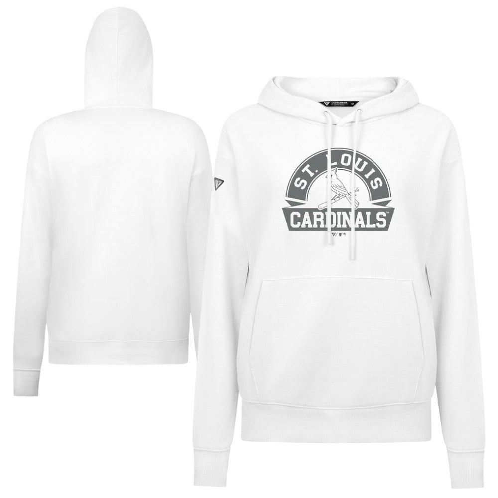 White St. Louis Cardinals Levelwear Women's Adorn Banner Arch Hoodie