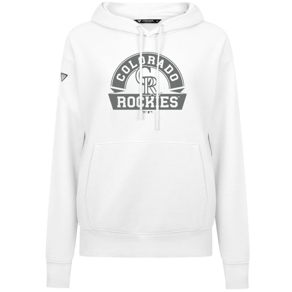 White Colorado Rockies Levelwear Women's Adorn Banner Arch Hoodie