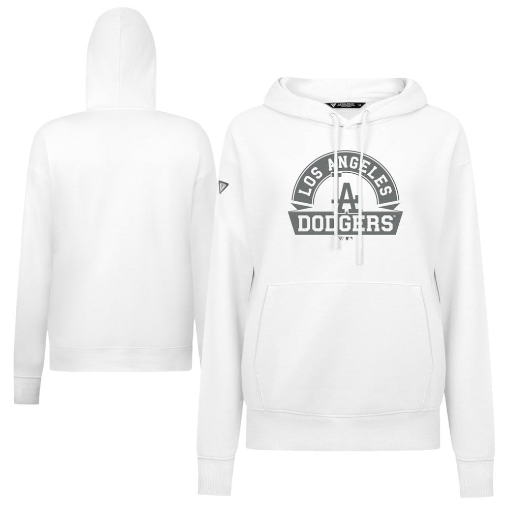 White Los Angeles Dodgers Levelwear Women's Adorn Banner Arch Hoodie