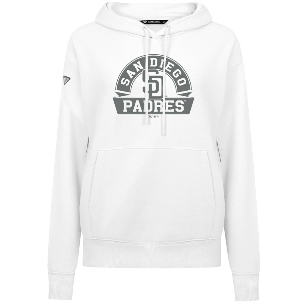 White San Diego Padres Levelwear Women's Adorn Banner Arch Hoodie