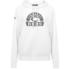 White Cincinnati Reds Levelwear Women's Adorn Banner Arch Hoodie