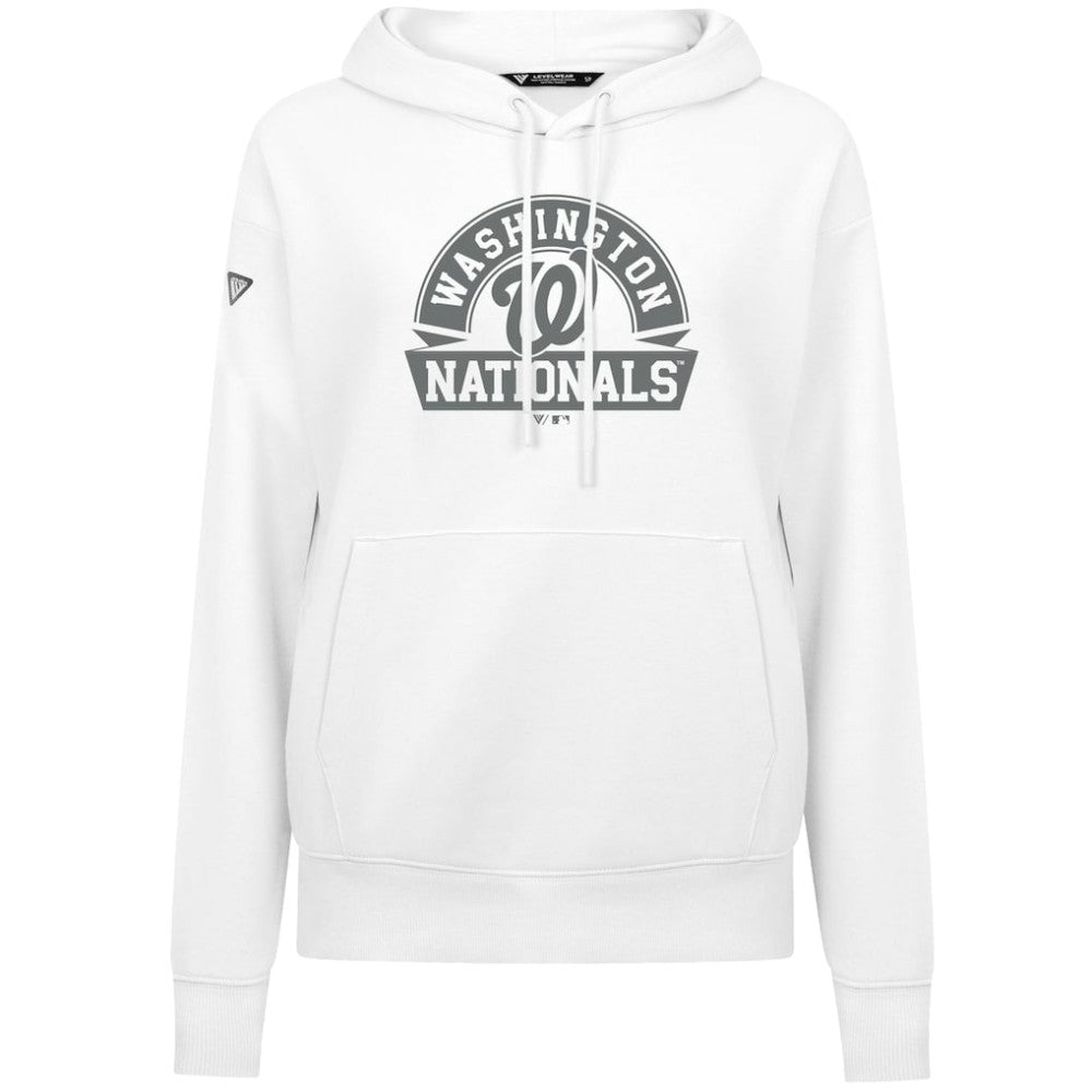 White Washington Nationals Levelwear Women's Adorn Banner Arch Hoodie