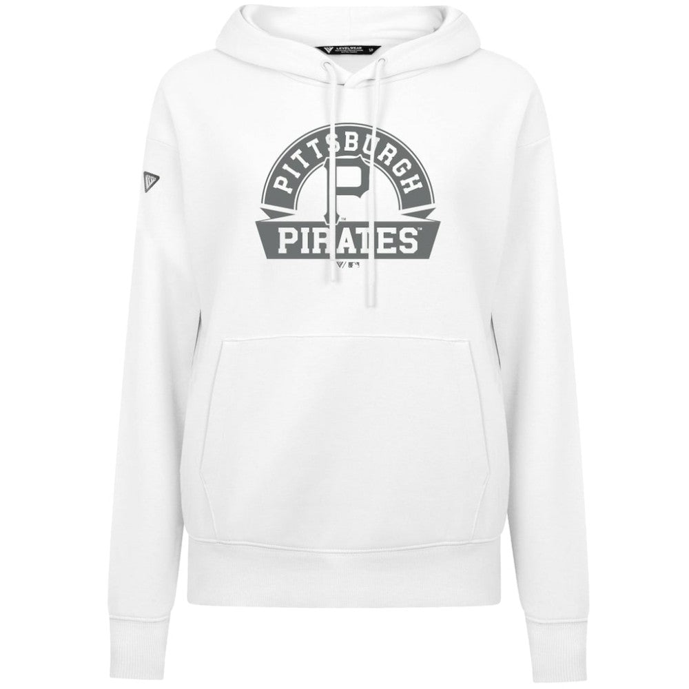 White Pittsburgh Pirates Levelwear Women's Adorn Banner Arch Hoodie