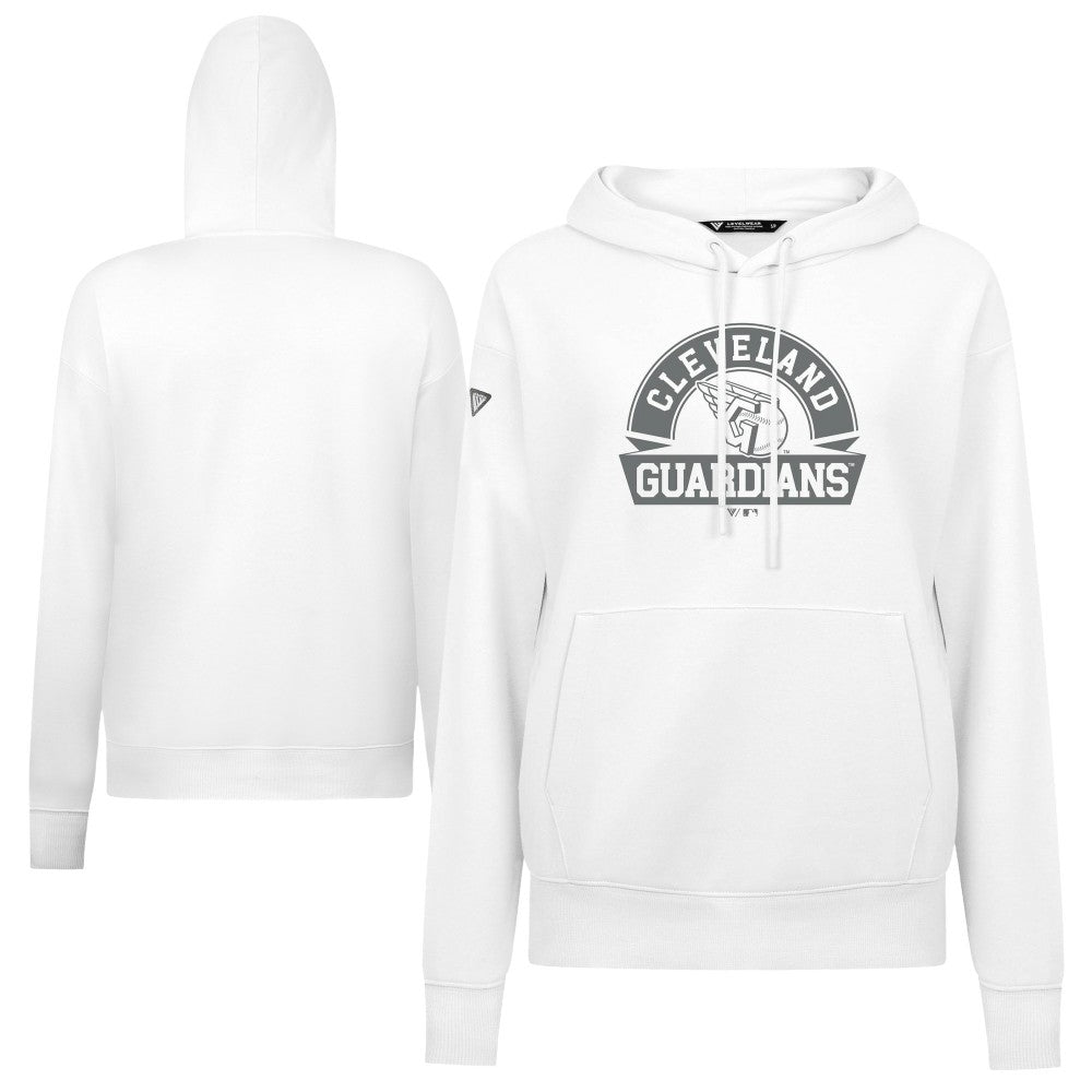 White Cleveland Guardians Levelwear Women's Adorn Banner Arch Hoodie