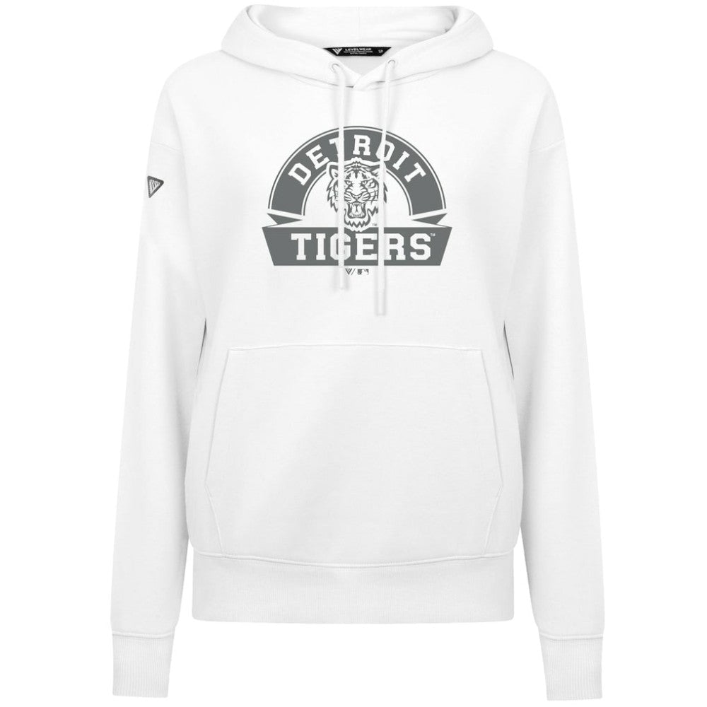 White Detroit Tigers Levelwear Women's Adorn Banner Arch Hoodie