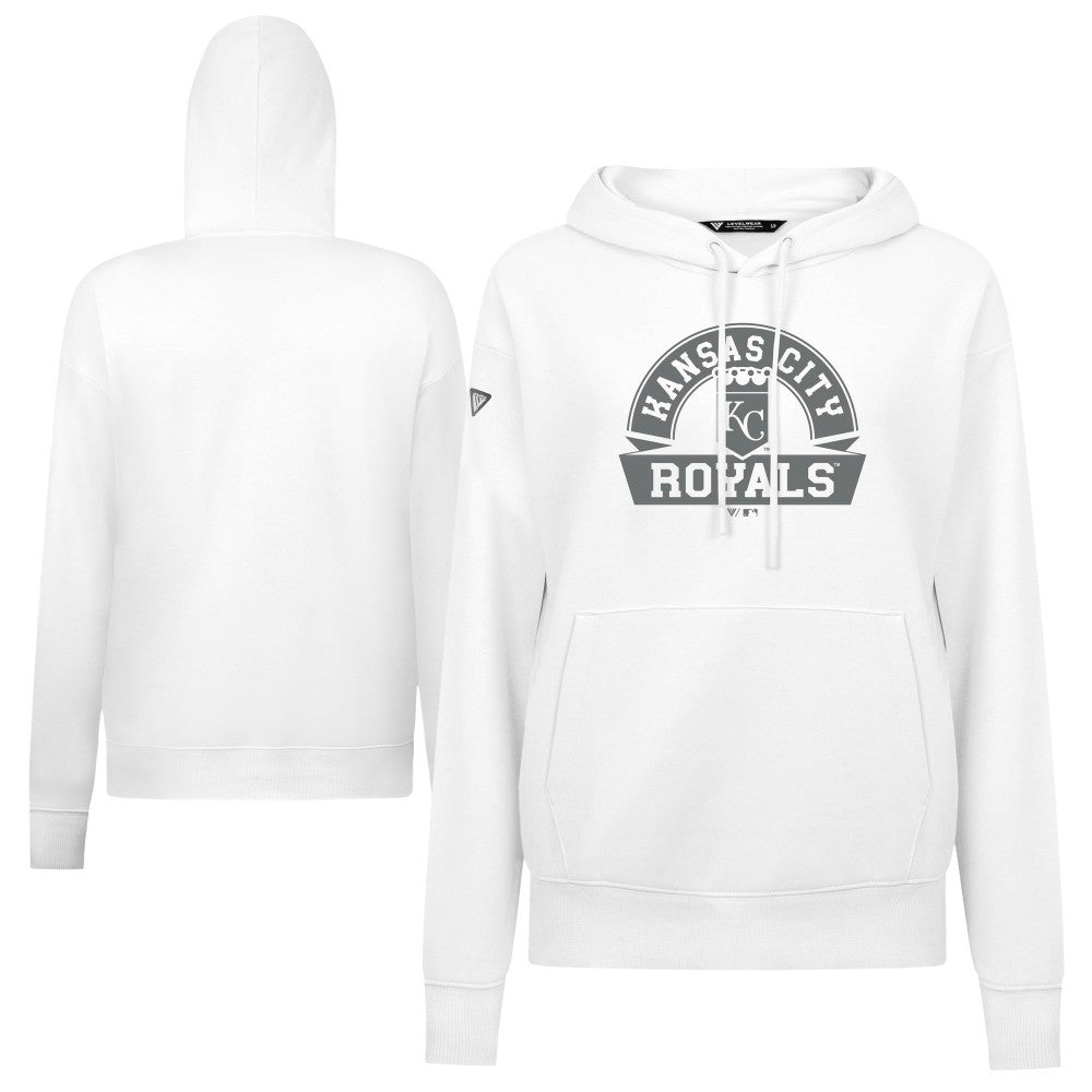 White Kansas City Royals Levelwear Women's Adorn Banner Arch Hoodie