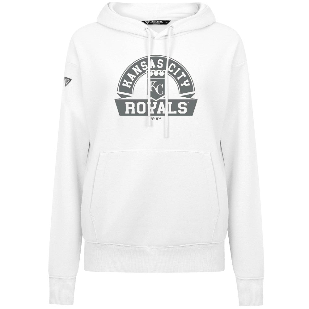 White Kansas City Royals Levelwear Women's Adorn Banner Arch Hoodie