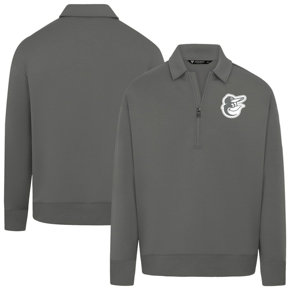 Stone Baltimore Orioles Levelwear Women's Canmore Chenille Logo Quarter-Zip Top