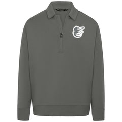 Stone Baltimore Orioles Levelwear Women's Canmore Chenille Logo Quarter-Zip Top