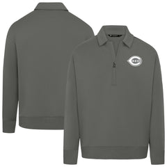 Stone Cincinnati Reds Levelwear Women's Canmore Chenille Logo Quarter-Zip Top
