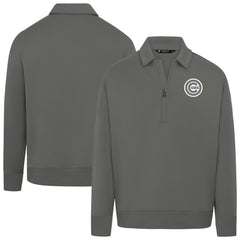 Stone Chicago Cubs Levelwear Women's Canmore Chenille Logo Quarter-Zip Top