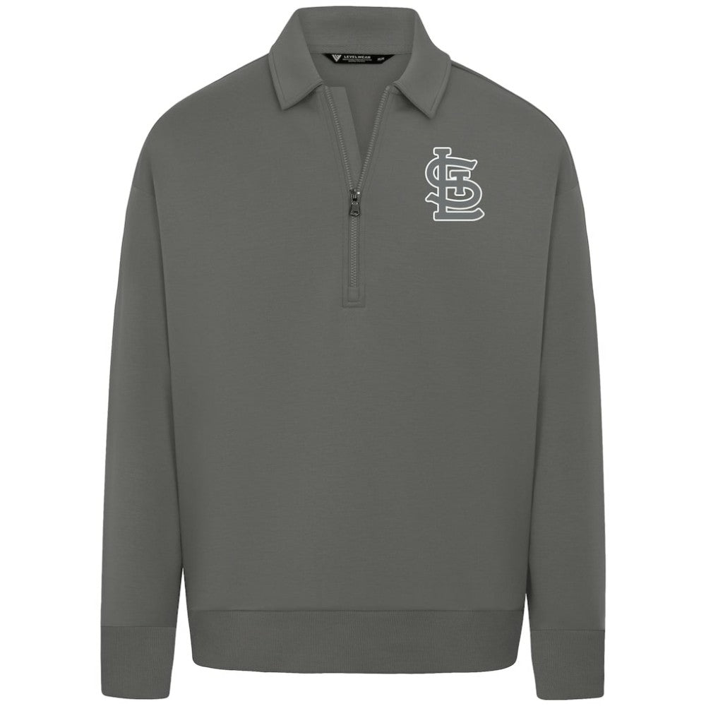Stone St. Louis Cardinals Levelwear Women's Canmore Chenille Logo Quarter-Zip Top