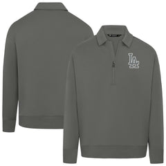 Stone Los Angeles Dodgers Levelwear Women's Canmore Chenille Logo Quarter-Zip Top