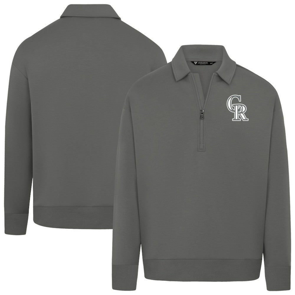 Stone Colorado Rockies Levelwear Women's Canmore Chenille Logo Quarter-Zip Top