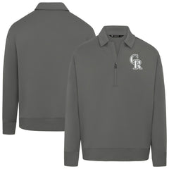 Stone Colorado Rockies Levelwear Women's Canmore Chenille Logo Quarter-Zip Top